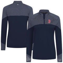 Boston Red Sox Levelwear Women's Classic Stripes Insignia 2.0 Raglan Quarter-Zip Top - MLB