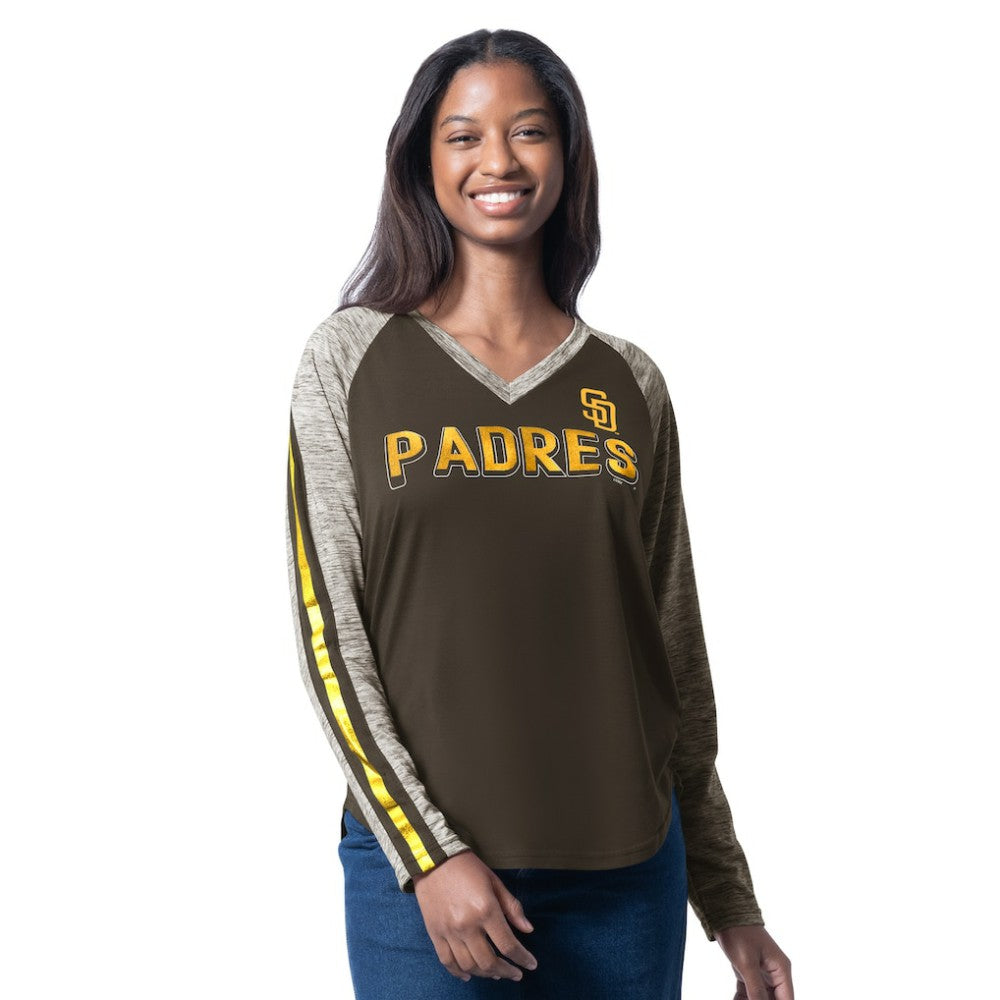 San Diego Padres G-III 4Her by Carl Banks Women's Top Dog Raglan Long Sleeve V-Neck T-Shirt - MLB
