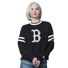Boston Red Sox Starter Women's Rally Cropped Drop Shoulder Crewneck Sweatshirt - MLB