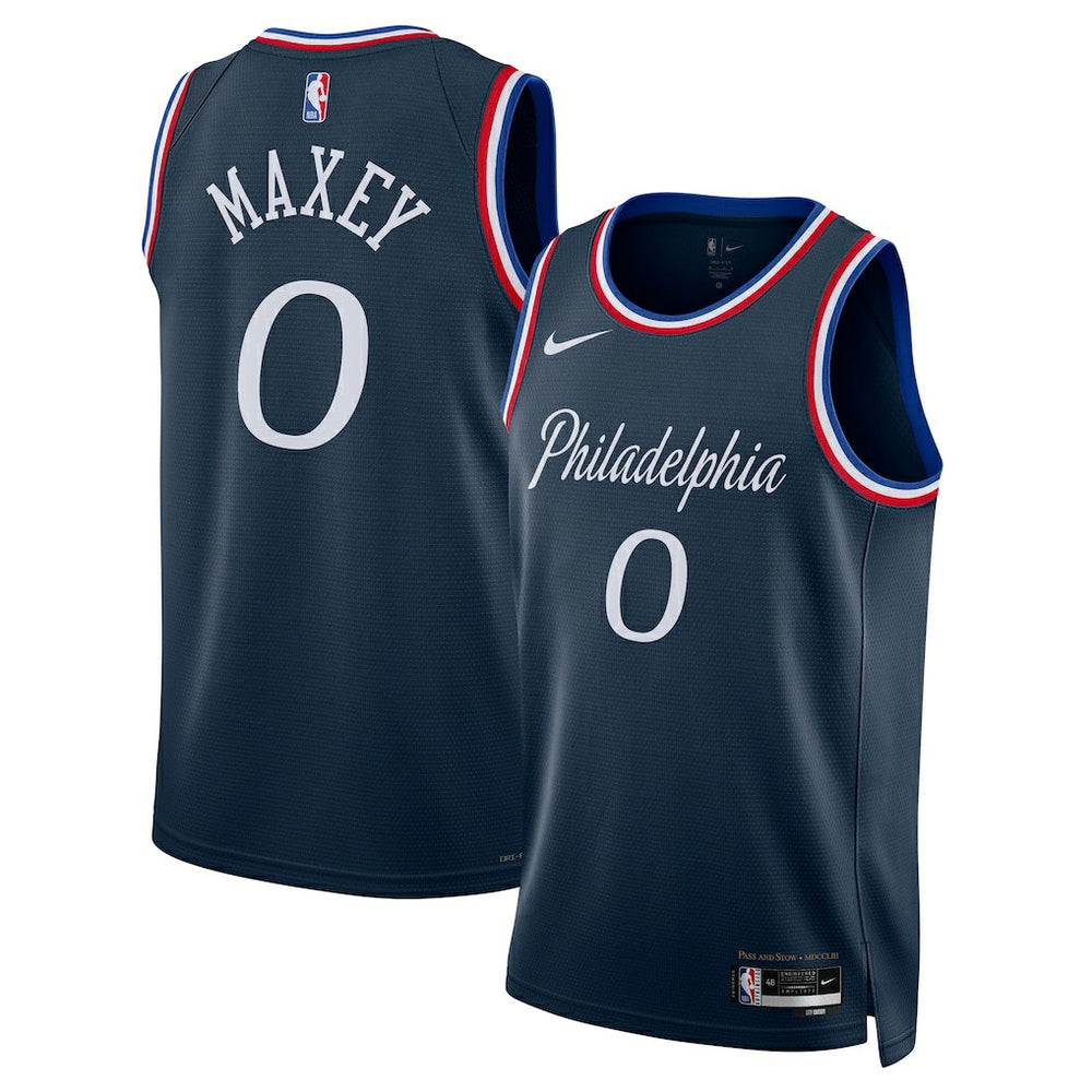 Tyrese Maxey Philadelphia 76ers Unisex 2025/26 Swingman Jersey Navy City Edition - NBA