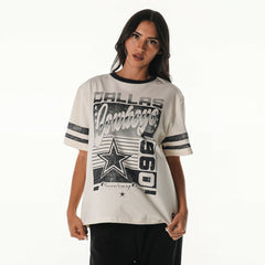 Dallas Cowboys The Wild Collective Women's Vintage Drop Shoulder Oversized Boyfriend T-Shirt Cream | NFL
