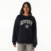 Dallas Cowboys The Wild Collective Women's Rock Crystal Oversized Crewneck Sweatshirt Navy | NFL