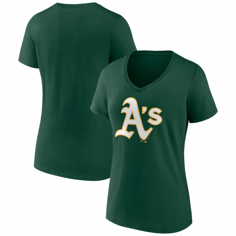 Athletics Women's Logo V-Neck T-Shirt - MLB