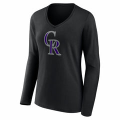 Colorado Rockies Women's Logo Long Sleeve V-Neck T-Shirt - MLB
