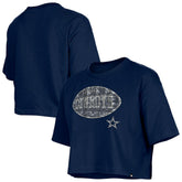Dallas Cowboys New Era Girl's Flip Sequin Boxy T-Shirt Navy | NFL