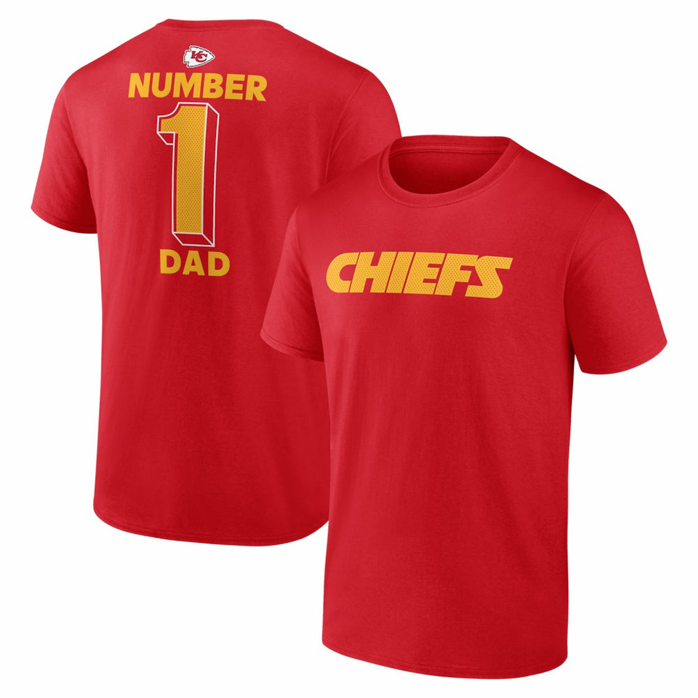 Kansas City Chiefs #1 Dad Jersey T-Shirt Red | NFL