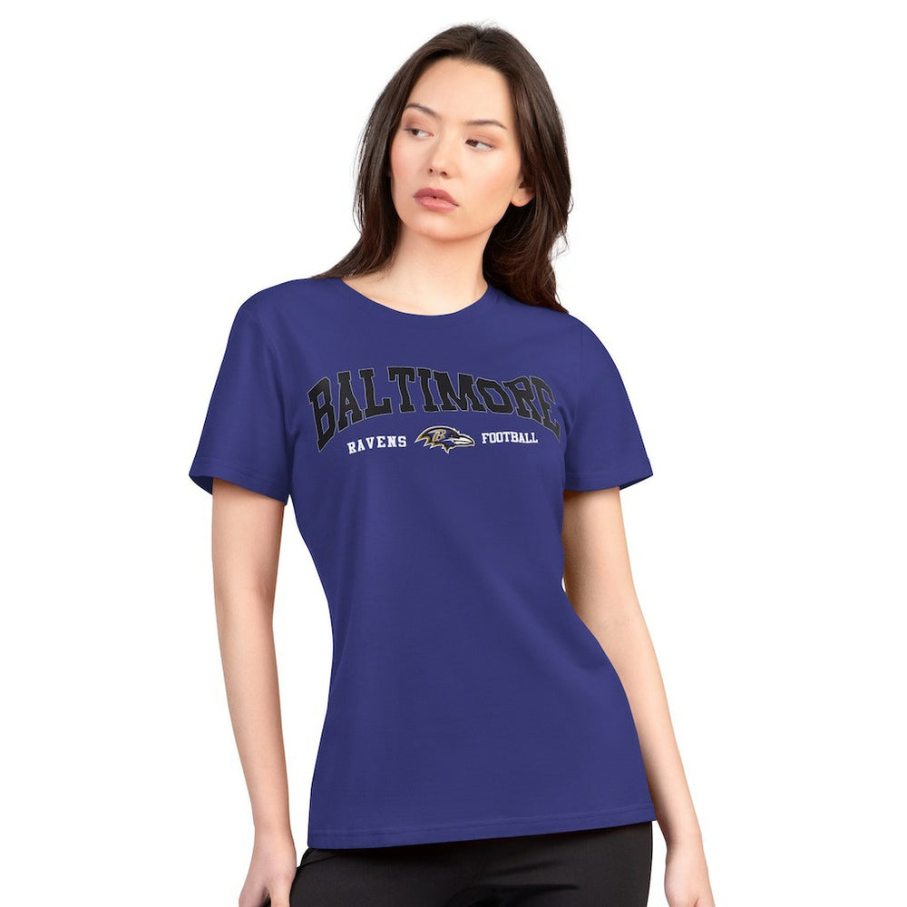 Baltimore Ravens G-III 4Her by Carl Banks Women's Super-Slim Lightweight Winning Crew T-Shirt Purple | NFL