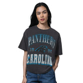 Carolina Panthers Starter Women's Oversized Hall of Fame T-Shirt Heather Black | NFL