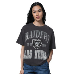 Las Vegas Raiders Starter Women's Oversized Hall of Fame T-Shirt Heather Black | NFL
