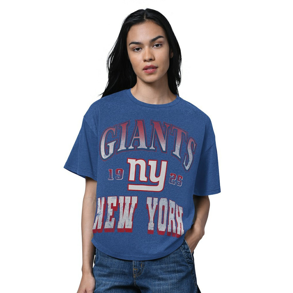 New York Giants Starter Women's Oversized Hall of Fame T-Shirt Heather Royal | NFL