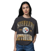 Pittsburgh Steelers Starter Women's Oversized Hall of Fame T-Shirt Heather Black | NFL