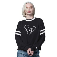 Houston Texans Starter Women's Rally Drop Shoulder Cropped Sweatshirt Black | NFL
