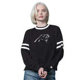 Carolina Panthers Starter Women's Rally Drop Shoulder Cropped Sweatshirt Black | NFL