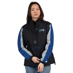 Seattle Seahawks Starter Women's Thursday Night Gridiron Half-Zip Jacket Black/College Navy | NFL