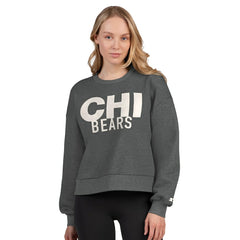 Chicago Bears Starter Women's Show Up Cropped Fleece Pullover Sweatshirt Heather Gray | NFL