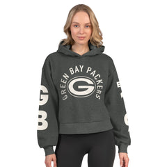 Green Bay Packers Starter Women's Star Player Cropped Fleece Pullover Hoodie Heather Charcoal | NFL