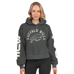 Buffalo Bills Starter Women's Star Player Cropped Fleece Pullover Hoodie Heather Charcoal | NFL