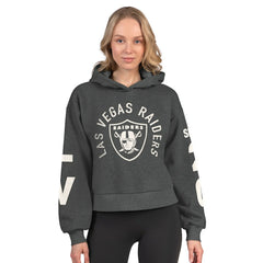 Las Vegas Raiders Starter Women's Star Player Cropped Fleece Pullover Hoodie Heather Charcoal | NFL