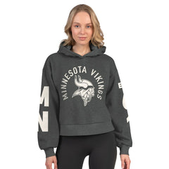 Minnesota Vikings Starter Women's Star Player Cropped Fleece Pullover Hoodie Heather Charcoal | NFL