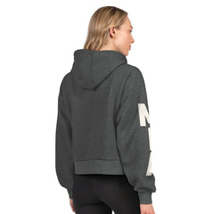 Miami Dolphins Starter Women's Star Player Cropped Fleece Pullover Hoodie Heather Charcoal | NFL