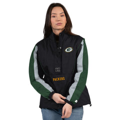 Green Bay Packers Starter Women's Thursday Night Gridiron Half-Zip Jacket Black/Green | NFL