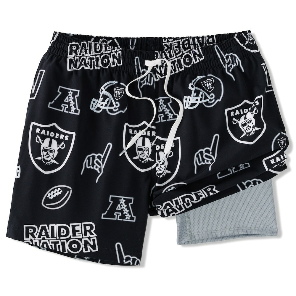 Las Vegas Raiders Chubbies The Neon 5.5" Classic Lined Swim Trunks Black | NFL