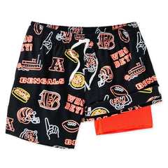 Cincinnati Bengals Chubbies The Neon 5.5" Classic Lined Swim Trunks Black | NFL