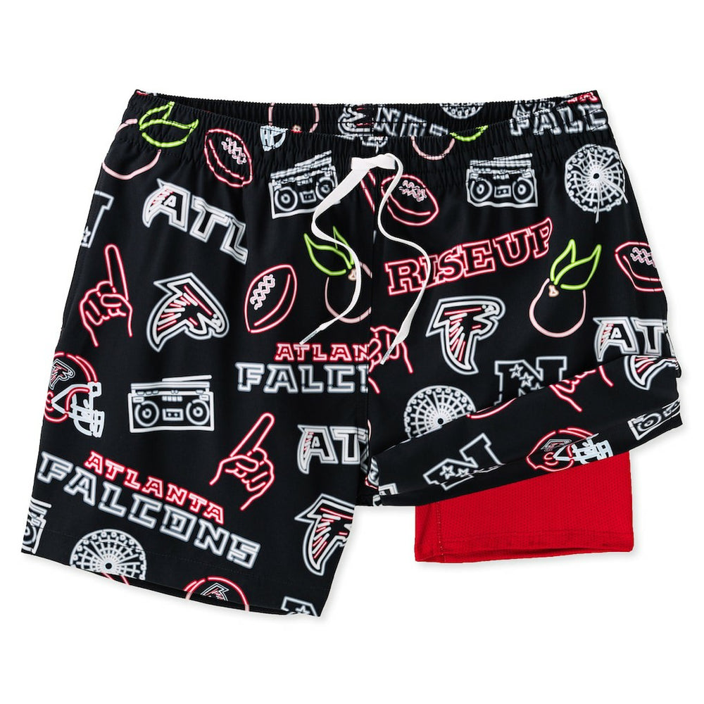 Atlanta Falcons Chubbies The Neon 5.5" Classic Lined Swim Trunks Black | NFL