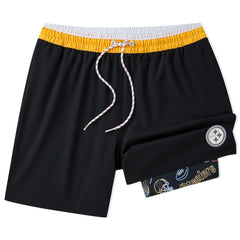 Pittsburgh Steelers Chubbies 5.5" Classic Lined Swim Trunks Black | NFL