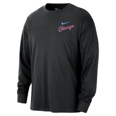 Chicago Bulls 2025/26 City Edition Remix Essential Logo Long Sleeve T-Shirt Black - NBA