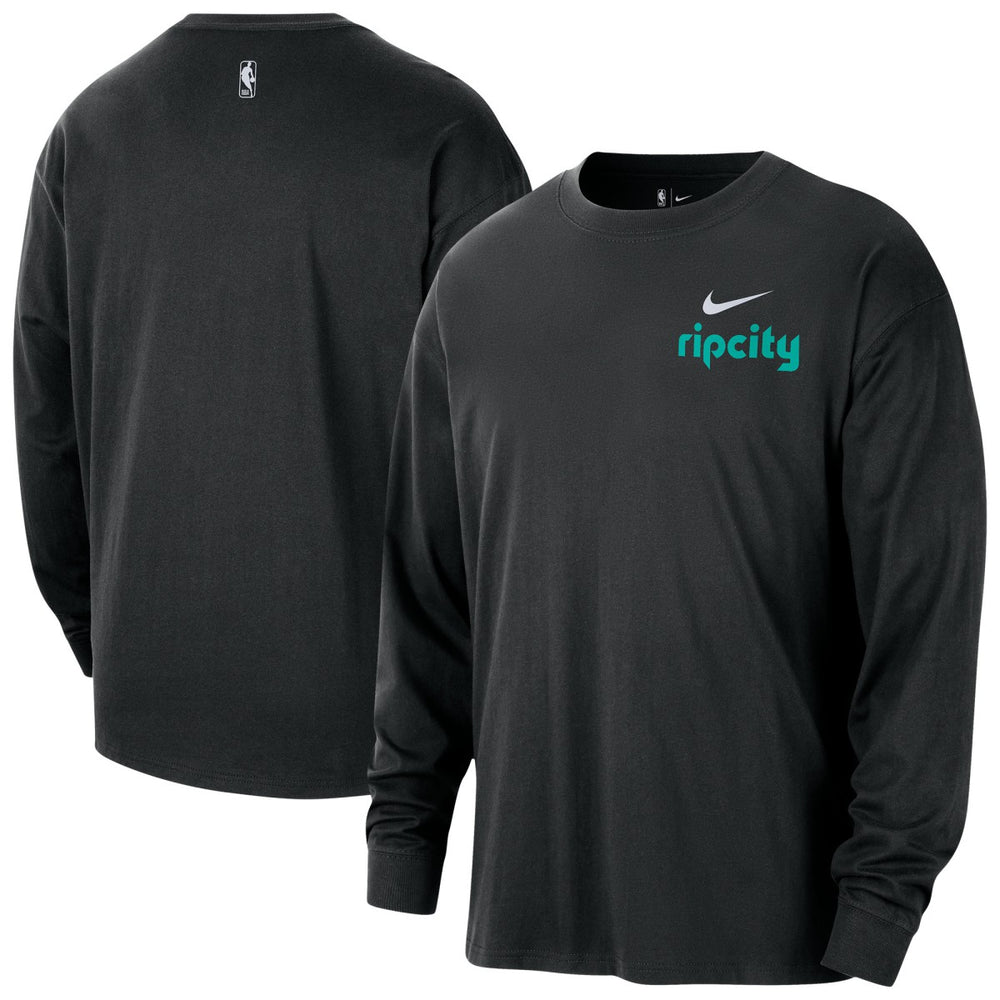 Portland Trail Blazers 2025/26 City Edition Remix Essential Logo Long Sleeve T-Shirt Black - NBA