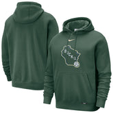 Milwaukee Bucks 2025/26 City Edition Essential Logo Remix Hoodie Hunter Green - NBA