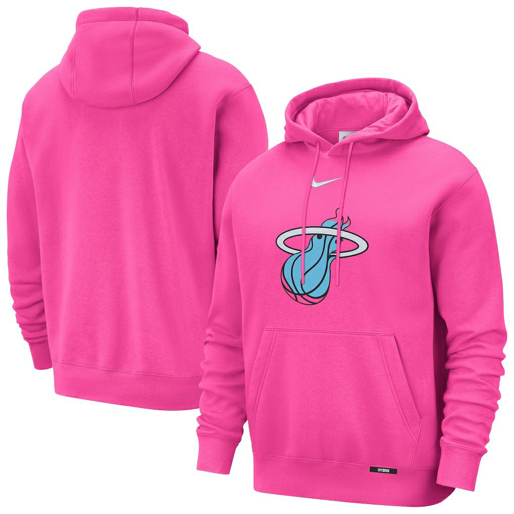 Miami Heat 2025/26 City Edition Essential Logo Remix Hoodie Pink - NBA