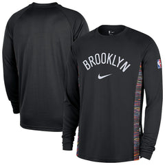 Brooklyn Nets 2025/26 City Edition Authentic Pregame Dri-FIT Long Sleeve Shooting T-Shirt Black - NBA