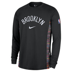 Brooklyn Nets 2025/26 City Edition Authentic Pregame Dri-FIT Long Sleeve Shooting T-Shirt Black - NBA