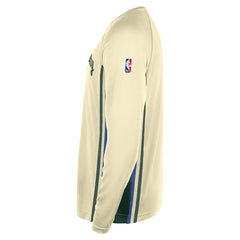 Milwaukee Bucks 2025/26 City Edition Authentic Pregame Dri-FIT Long Sleeve Shooting T-Shirt Cream - NBA