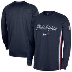 Philadelphia 76ers 2025/26 City Edition Authentic Pregame Dri-FIT Long Sleeve Shooting T-Shirt Navy - NBA
