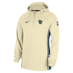 Milwaukee Bucks 2025/26 City Edition Remix Authentic On-Court Quarter-Zip Dri-FIT Hooded Jacket White - NBA