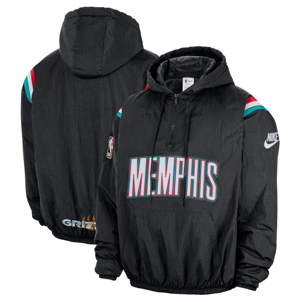 Memphis Grizzlies Hardwood Classics Therma-FIT Half-Zip Hooded Windbreaker Black - NBA