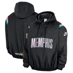 Memphis Grizzlies Hardwood Classics Therma-FIT Half-Zip Hooded Windbreaker Black - NBA