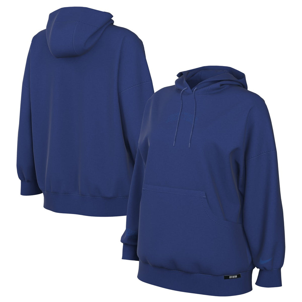 New York Knicks Women's 2025/26 City Edition Remix Premium Fleece Hoodie Blue - NBA