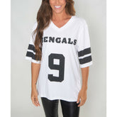 Joe Burrow Cincinnati Bengals Cuce Women's Crystal V-Neck Tunic White | NFL