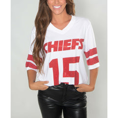 Kansas City Chiefs Cuce Women's Crystal V-Neck Tunic White | NFL
