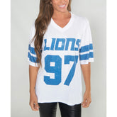 Aidan Hutchinson Detroit Lions Cuce Women's Crystal V-Neck Tunic White | NFL