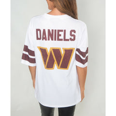 Jayden Daniels Washington Commanders Cuce Women's Crystal V-Neck Tunic White | NFL