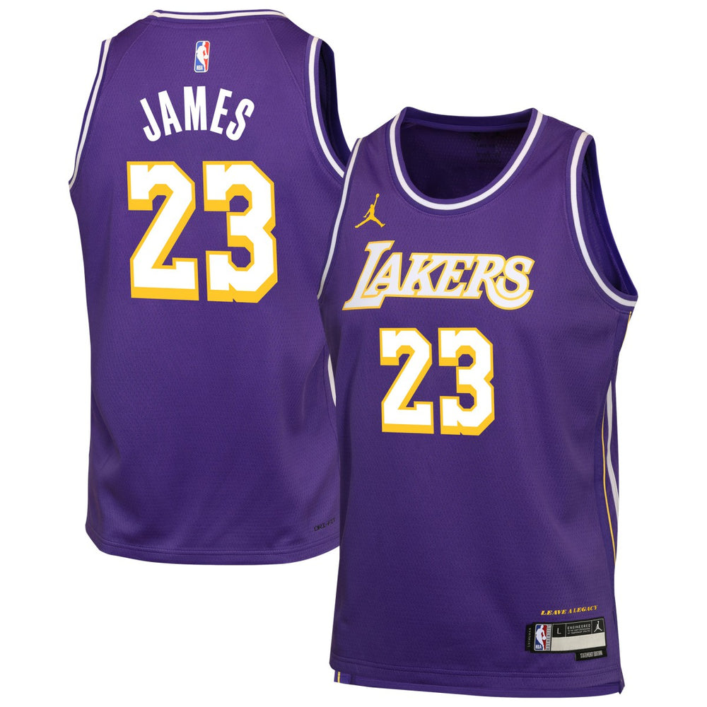 LeBron James Los Angeles Lakers Jordan Brand Youth Swingman Jersey Statement Edition Purple - NBA