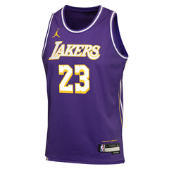 LeBron James Los Angeles Lakers Jordan Brand Youth Swingman Jersey Statement Edition Purple - NBA