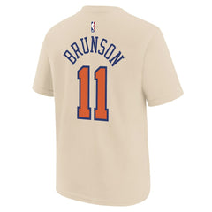 Jalen Brunson New York Knicks Youth 2025/26 City Edition Name & Number T-Shirt Cream - NBA