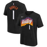 Devin Booker Phoenix Suns Youth 2025/26 City Edition Name & Number T-Shirt Black - NBA