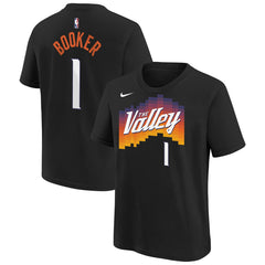 Devin Booker Phoenix Suns Youth 2025/26 City Edition Name & Number T-Shirt Black - NBA